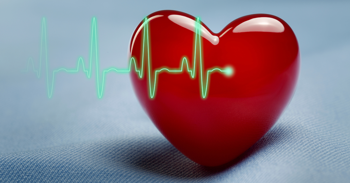 A graphic of a heart symbol and an ECG symbolize American Heart Month