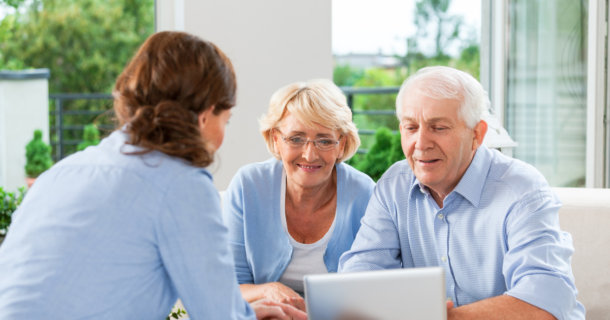 A daughter discusses caregiving options with her aging parents.