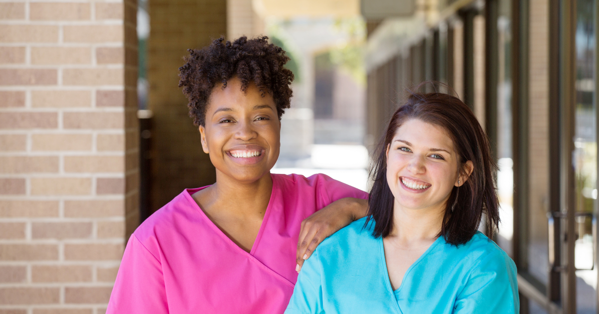 2 caregivers are happy with their choice of job because of the solid workplace culture.