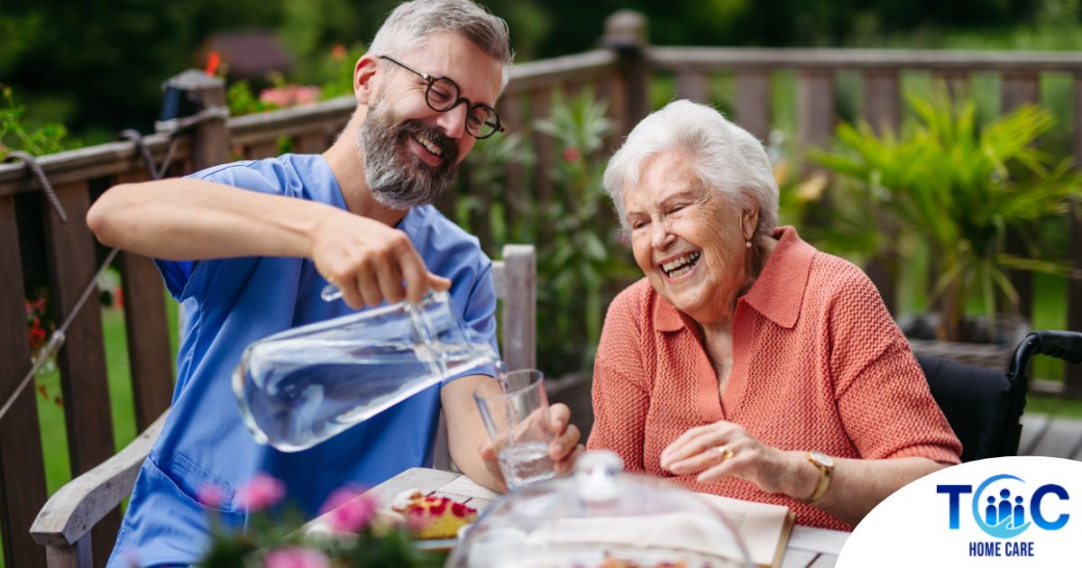 A caregiver provides Home Care for Seniors in the summer months.